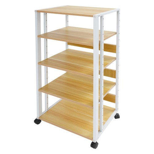 5-Tier Adjustable AV Media Stand Rack with Lockable Wheels, Modern Design New