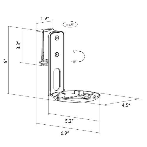 ynVISION Adjustable Wall Mount Compatible with Sonos ERA 100 - White - 2 Pack