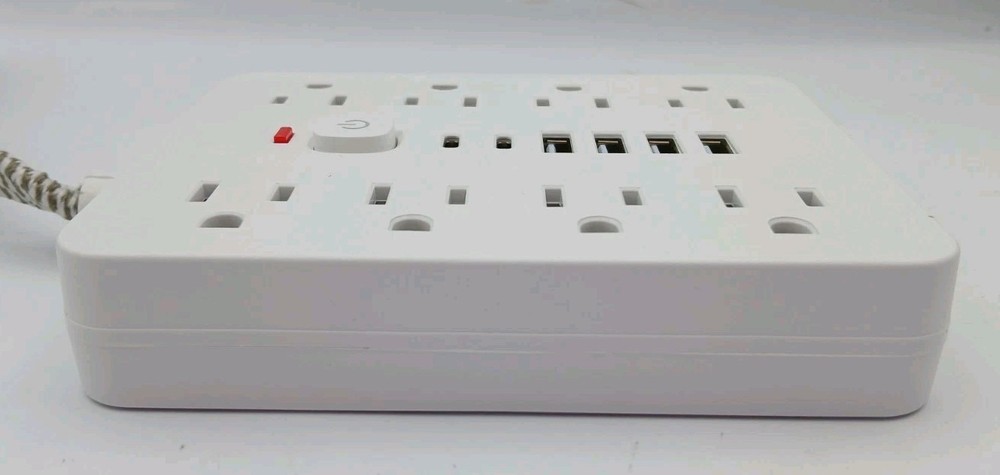 Power Strip White Adapter-Surge Protector, USB-C, USB Outlets, AC Socket TT-PS10