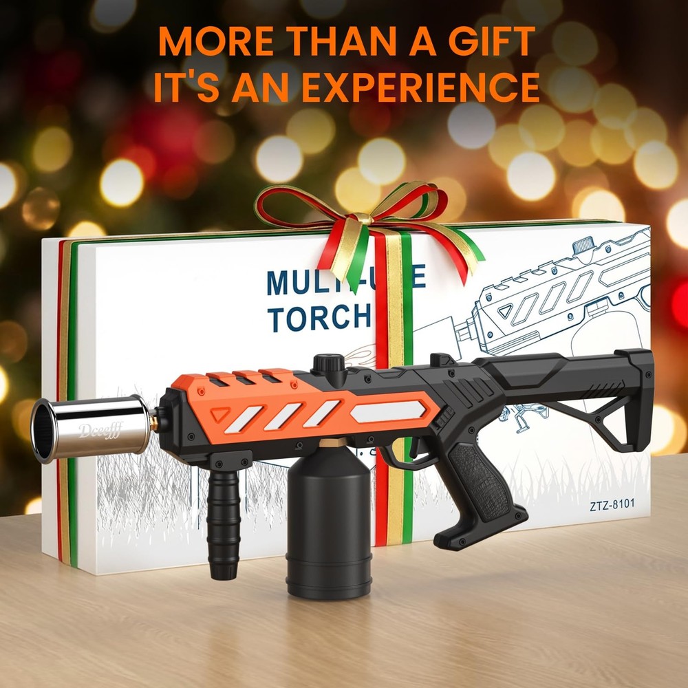 Powerful Propane Torch Gun, Adjustable Flame Thrower Kitchen Orange