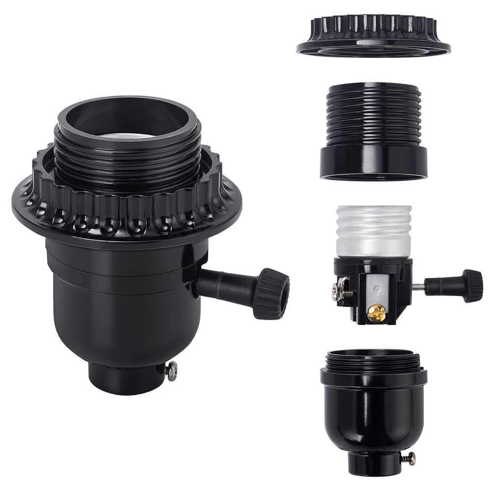 UL Listed E26 Lamp Socket Replacement, Turn Switch Knob On/Off, Threaded Medium