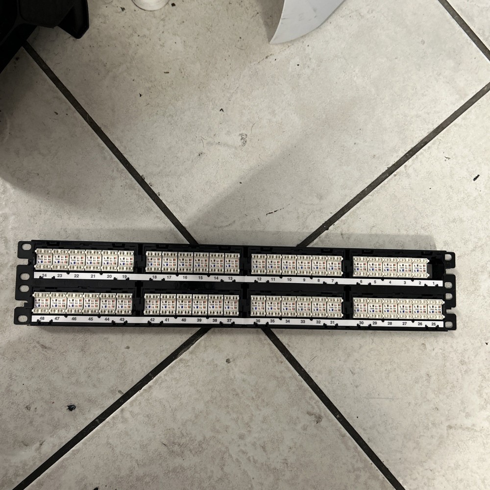PANDUIT DP5e Cat 5e UTP Flat Patch Panel, 2 RU 48 PORT