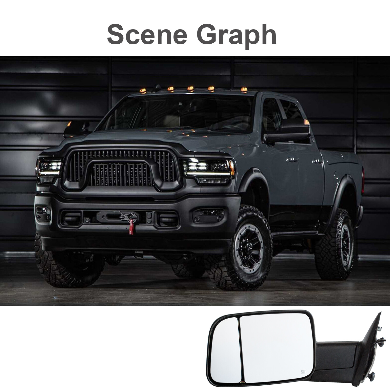 Towing Mirrors Fit 2011 2012 2013 2014 Ram 1500 2500 Power Heated Sensor Chrome