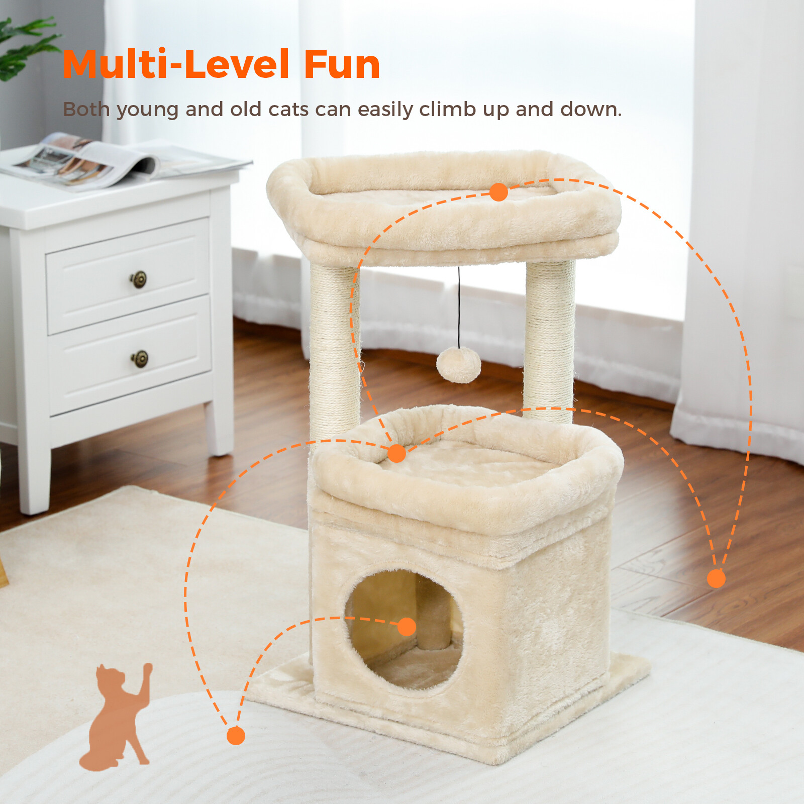 PAWZ Road Cat Tree Tower with Scratching Post Scratcher Condo Furniture Bed Toys