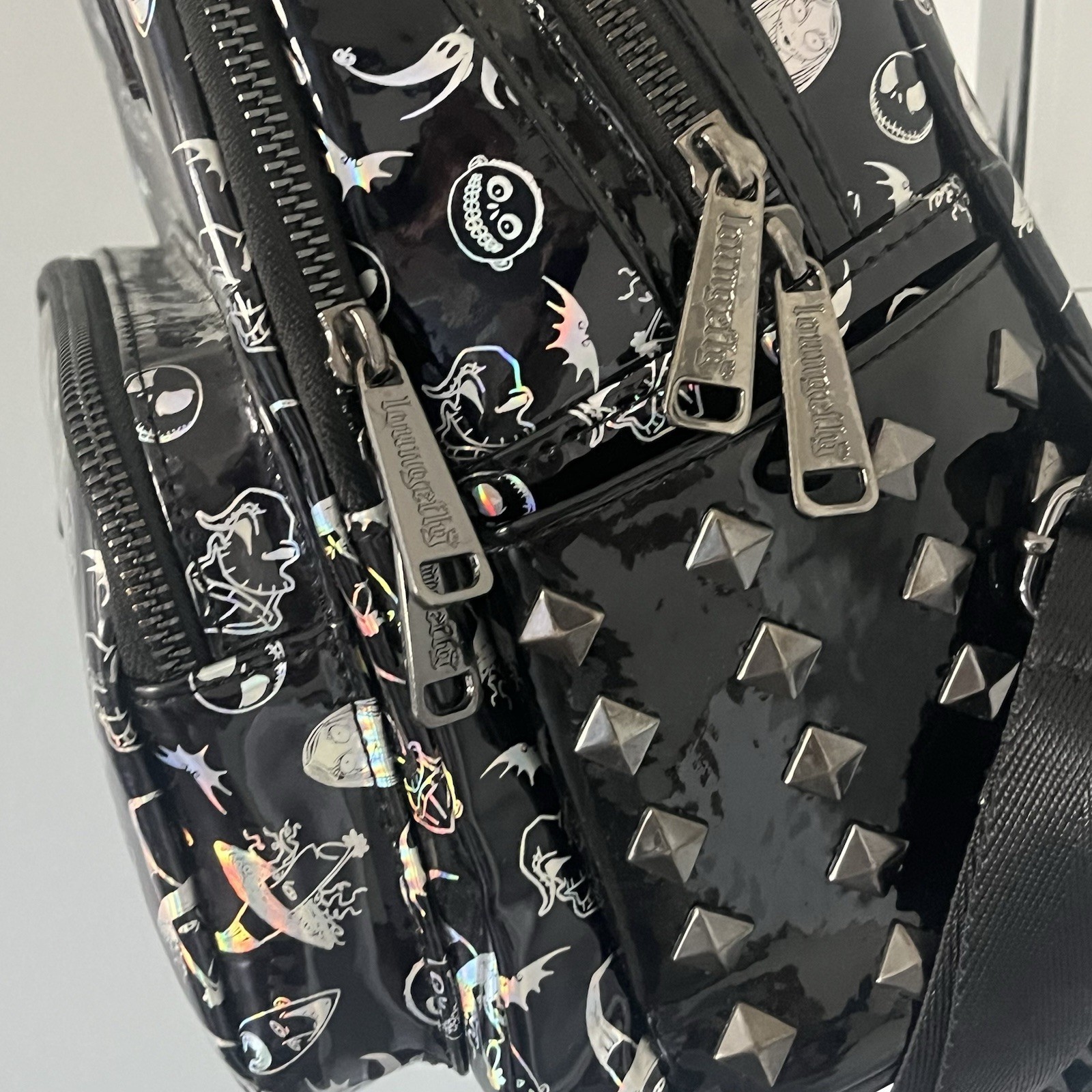 Loungefly Nightmare Before Christmas Holographic Mini Backpack Disney Park Black