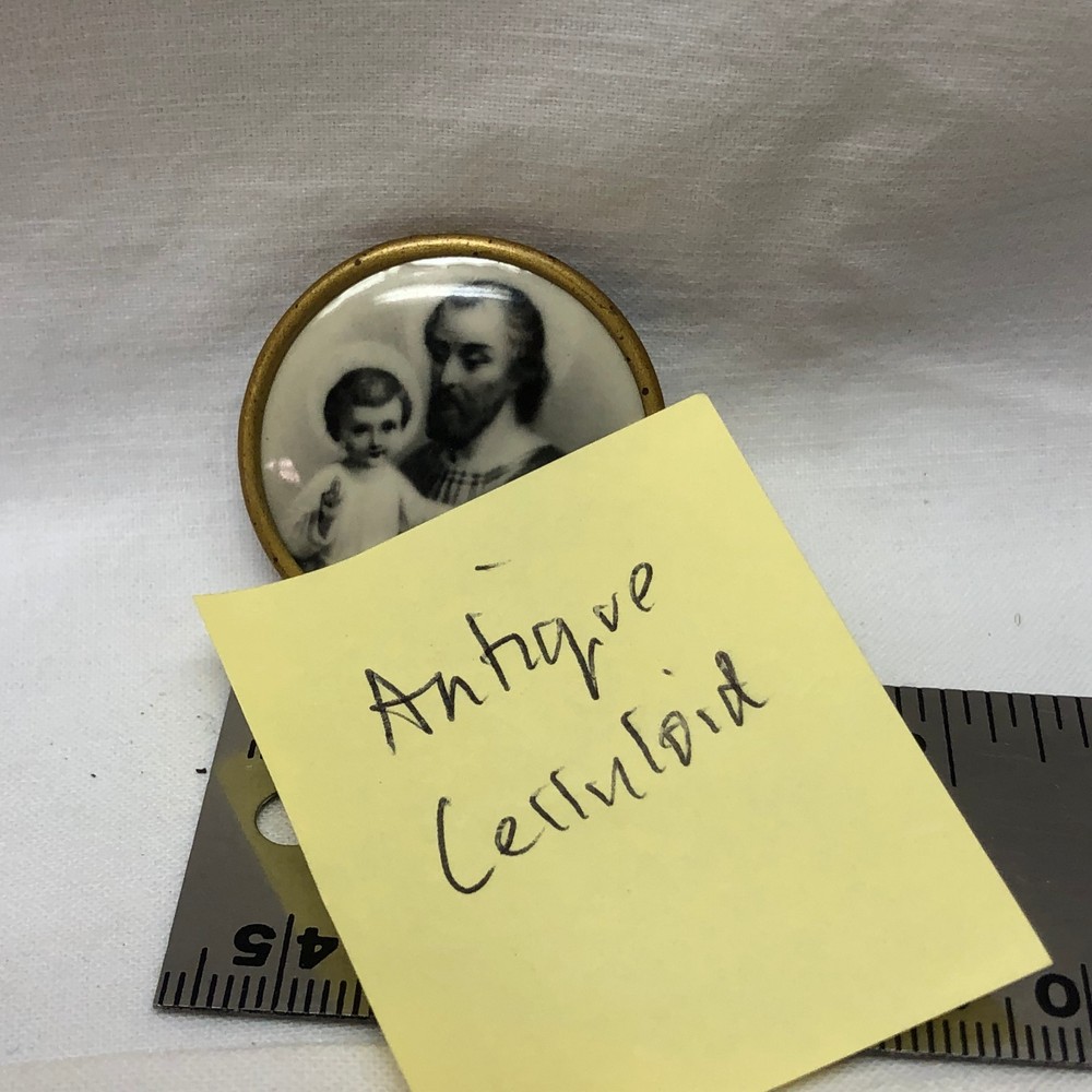 Vintage Religious St Joseph Pin Back Button