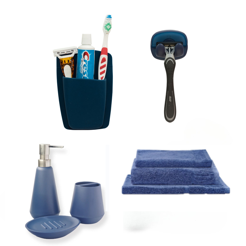 Sttelli 8-Piece Bathroom Essentials  Bundle - Navy