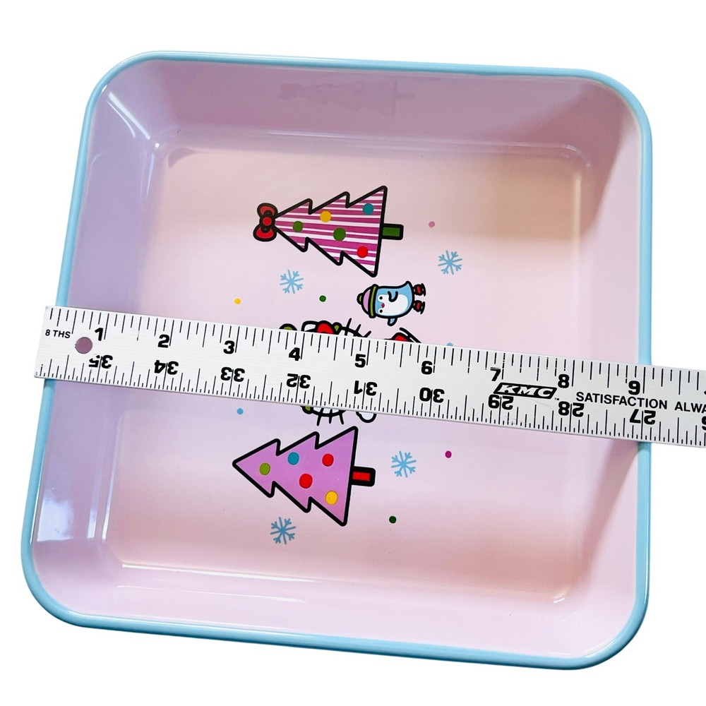 Hello Kitty Square Baking Pan 9" Christmas Ice Skates Ceramic Casserole Bakeware