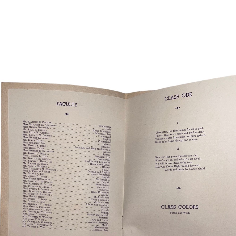 1942 KEENE HIGH SCHOOL NEW HAMPSHIRE Program Classes Course Catalog Staff