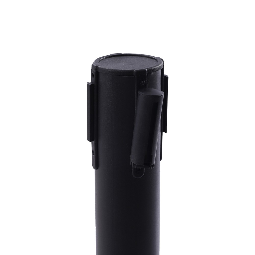 6PCS Black Stanchion Posts Queue Pole Retractable Belts Crowd Control Barrier