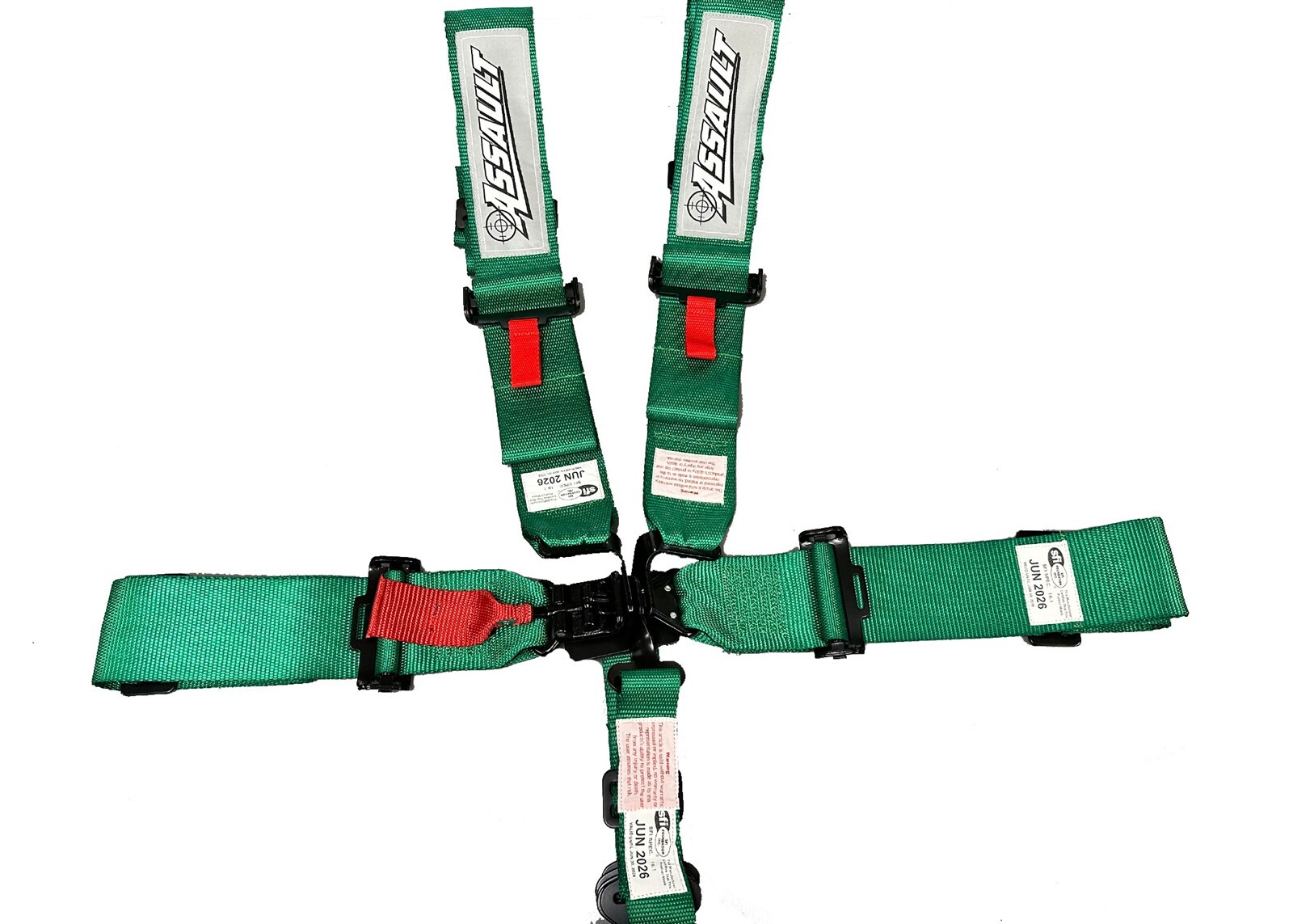 SFI Date 2026 Green 5 Point 3" Wide Safety Race Harness Seat Belt Kit SFI 16.1