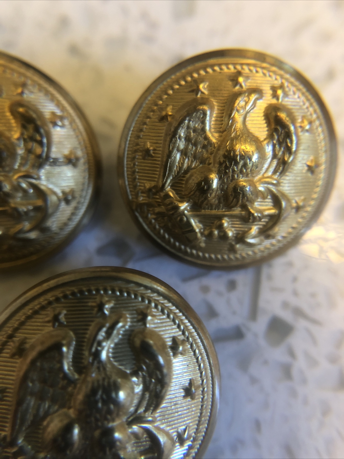 OLD EARLY UNION US NAVY EAGLE UNIFORM COAT BUTTON No Maker Lot Of 3 19 mm
