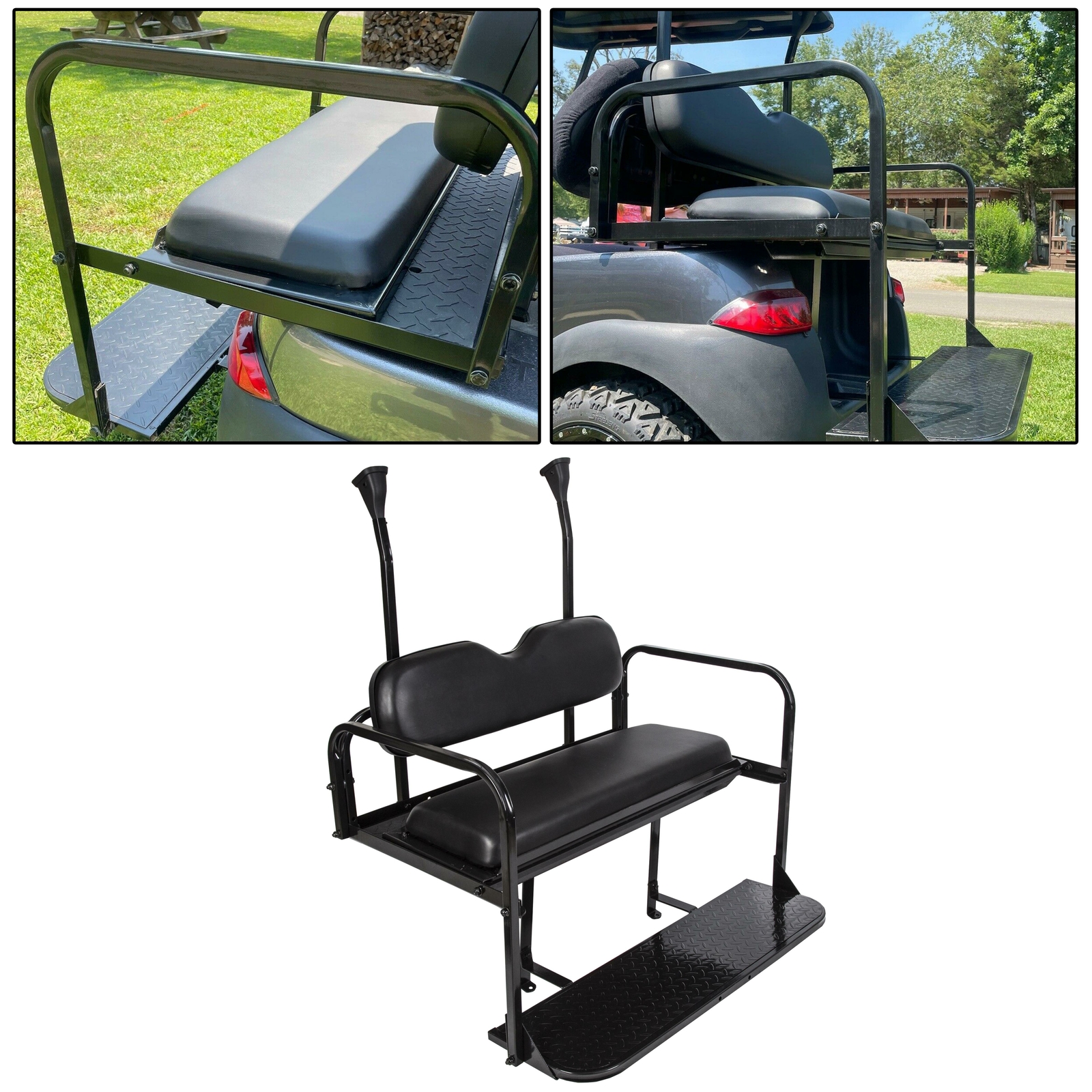 Fits Club Car Precedent Golf Cart Rear Flip Seat Cushion Kit (2004-UP) Black
