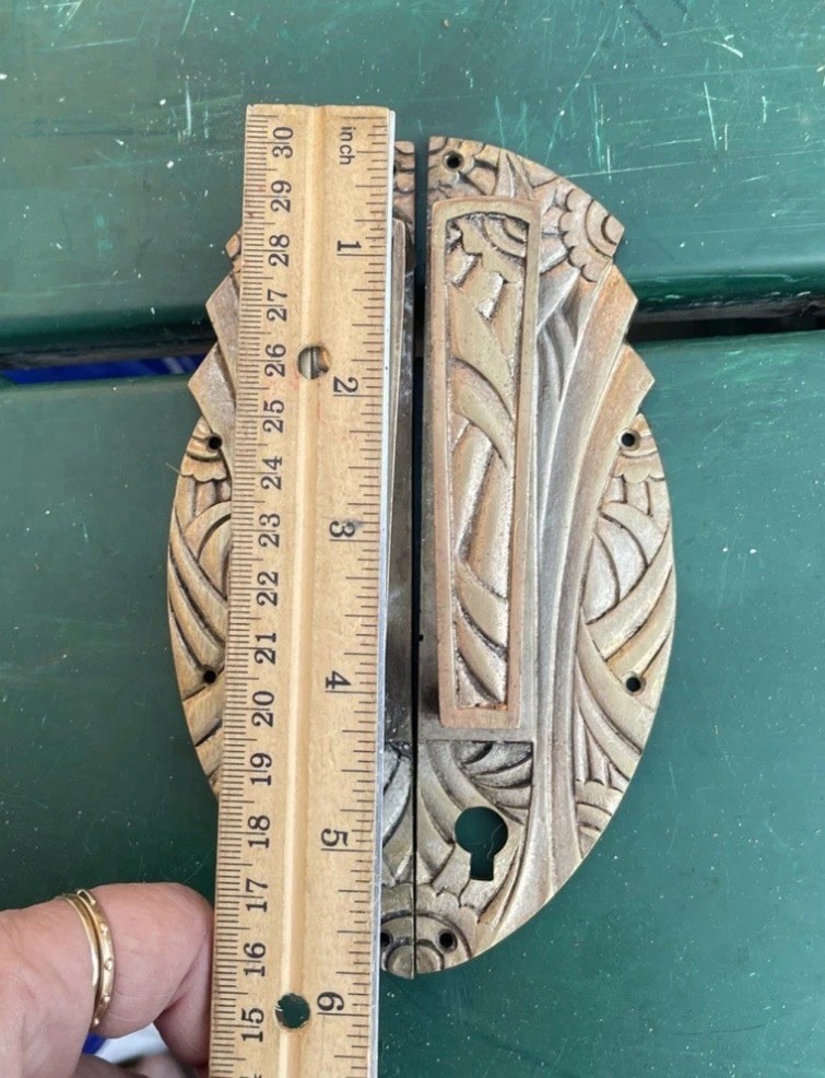 French Art Deco Brass Furniture Pair 5¾” Handles Hardware Gold Antique Door