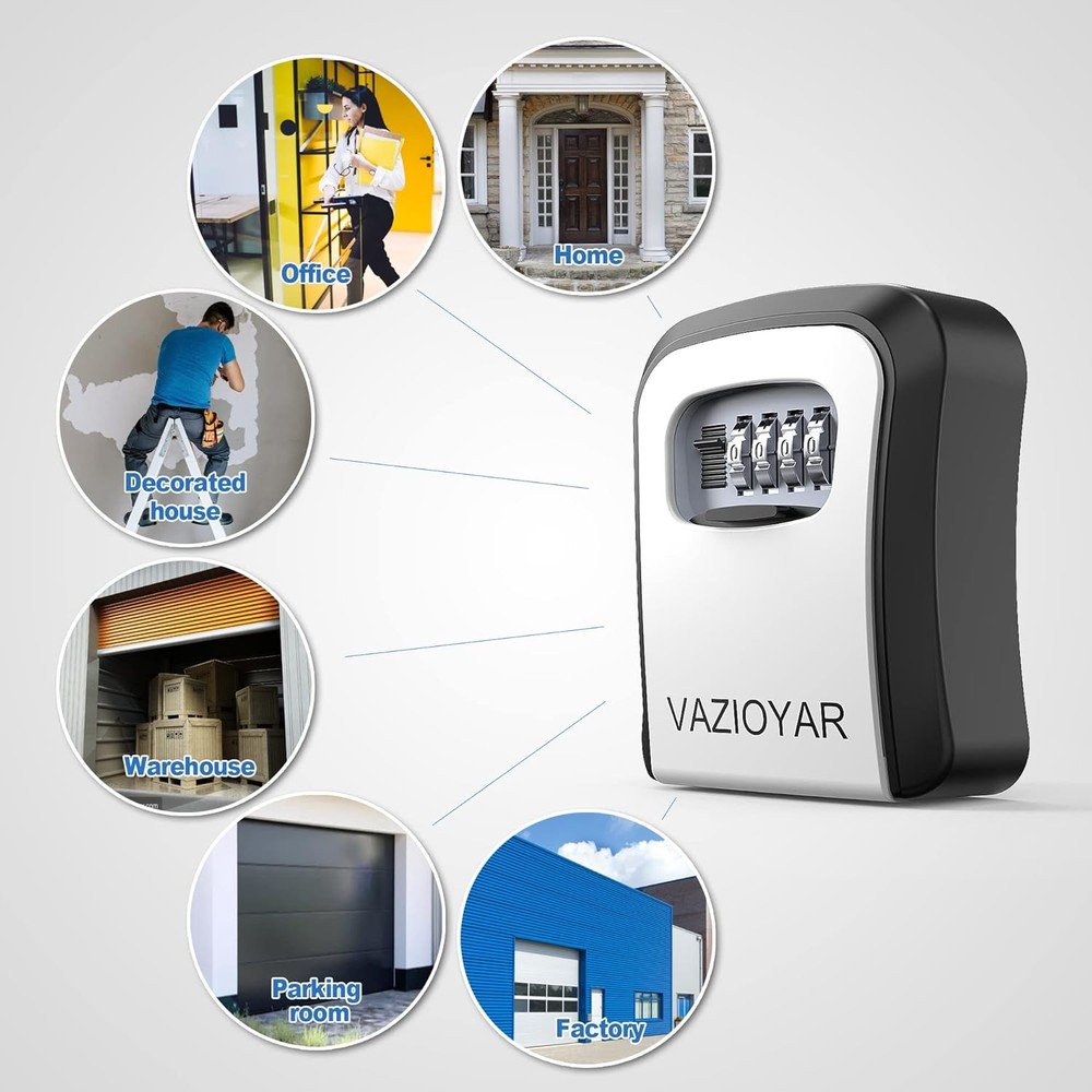 Key Lock Box for Outside, Portable Waterproof Wall Mounted Changeable...