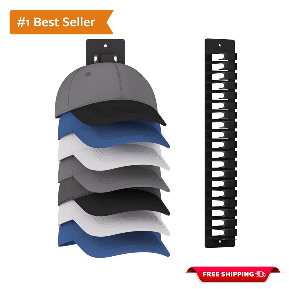 Versatile Hat Organizer: Wall-Mounted, Holds 19 Caps with 2 Installation Types