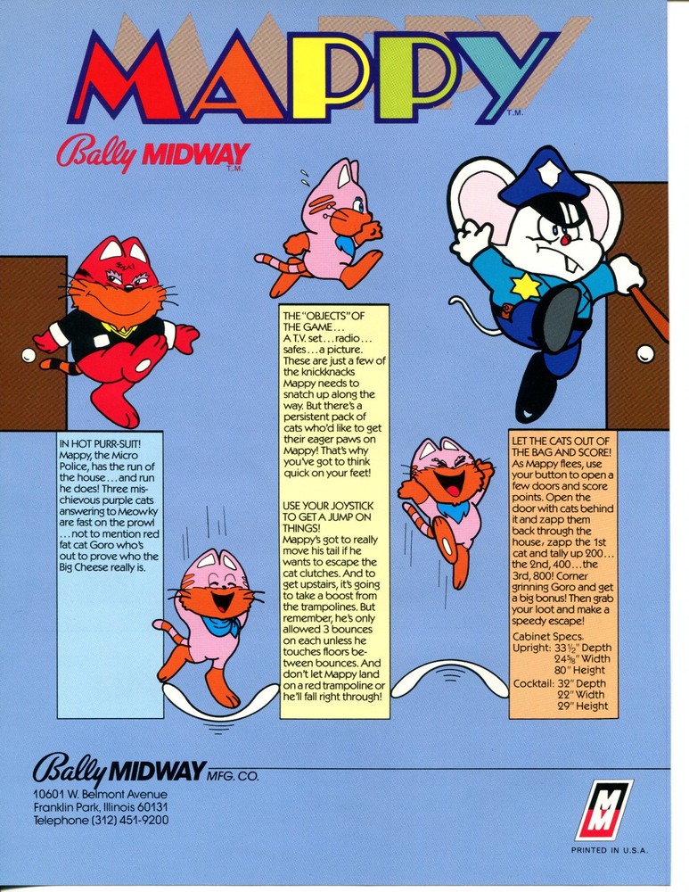 Mappy Midway Video Arcade Flyer / Brochure / Ad - Excellent