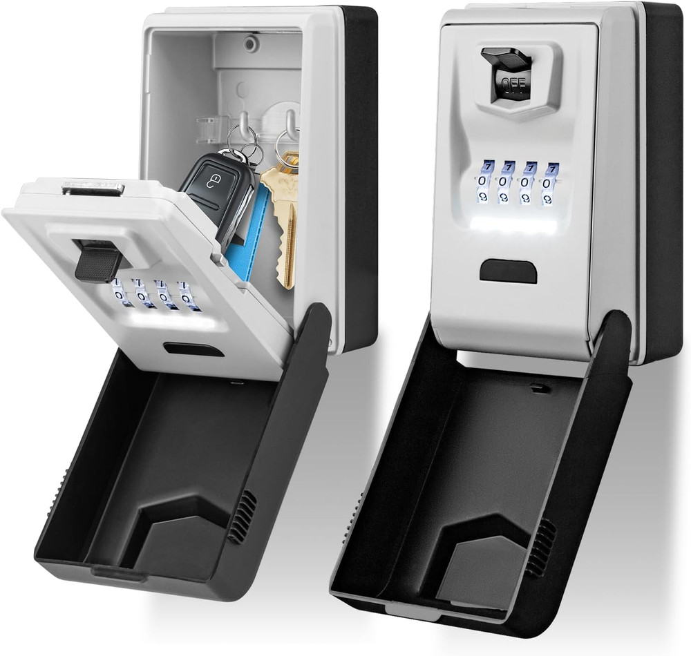 Key Lock Box for outside with Light up Dials - Sturdy Waterproof Combination Key
