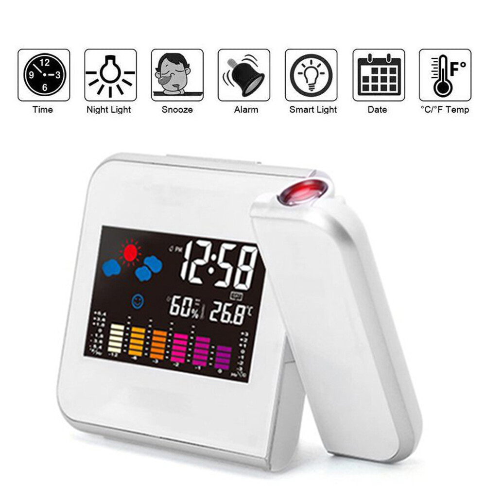 Projection Alarm Clock Weather Station Thermometer Temperature Humidity Monitor