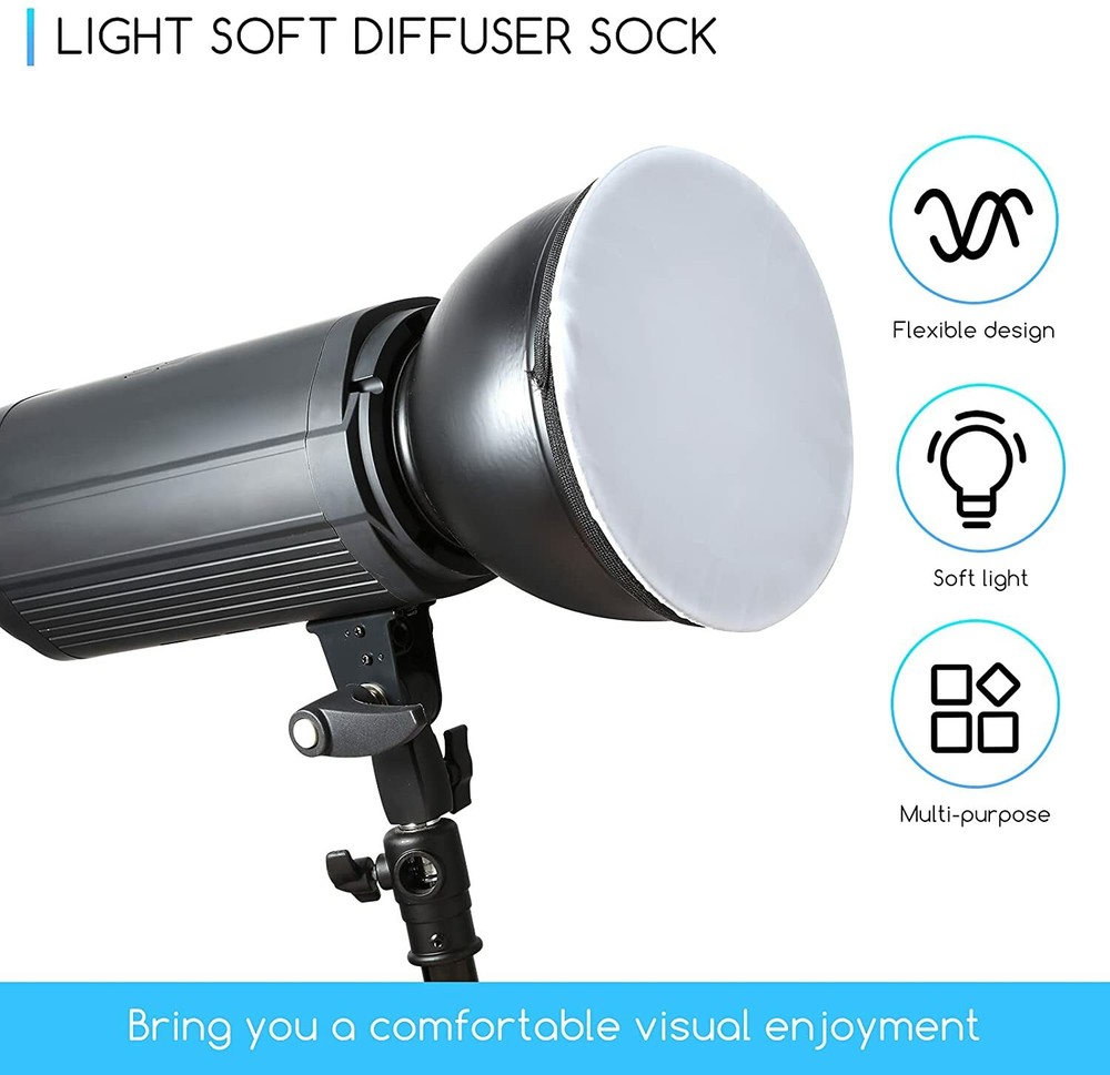 4Pc Diffuser Lamp Sock Soft Cloth Lamp Cover 7" / 18cm for Flash Light Speedlite