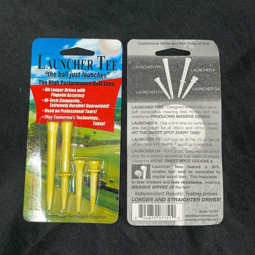 Yellow Launcher Golf Tees 2 packages includes step tees Yellow Golf Tees