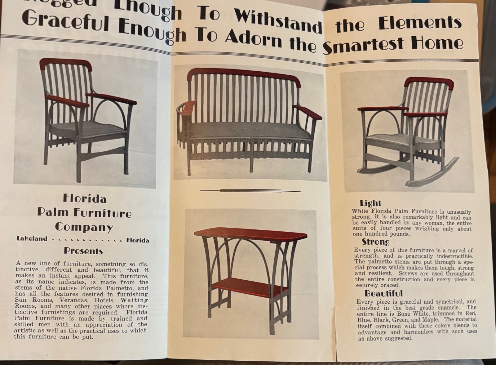 1930s Lakeland Florida Palm Furniture Advertising Brochure