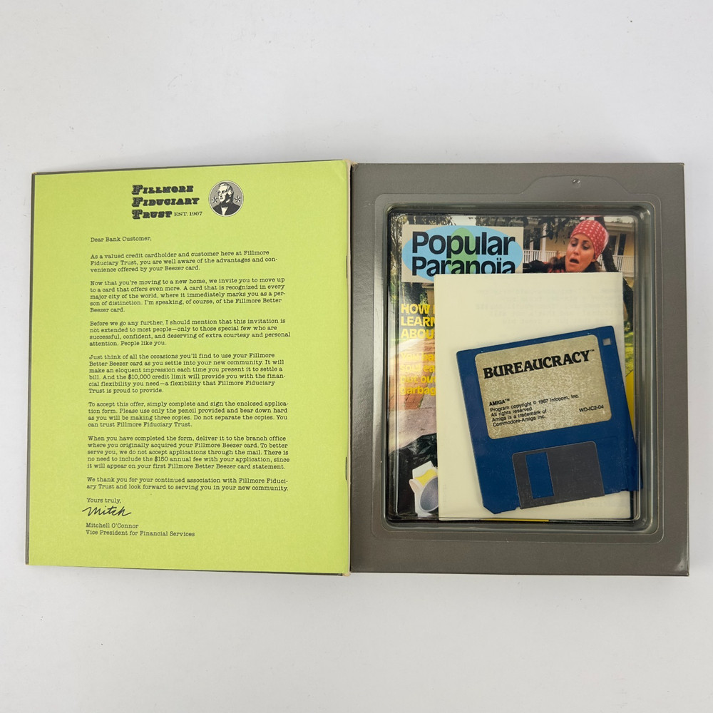 Infocom 'Bureaucracy' Interactive Fiction Box for Commodore Amiga | CIB