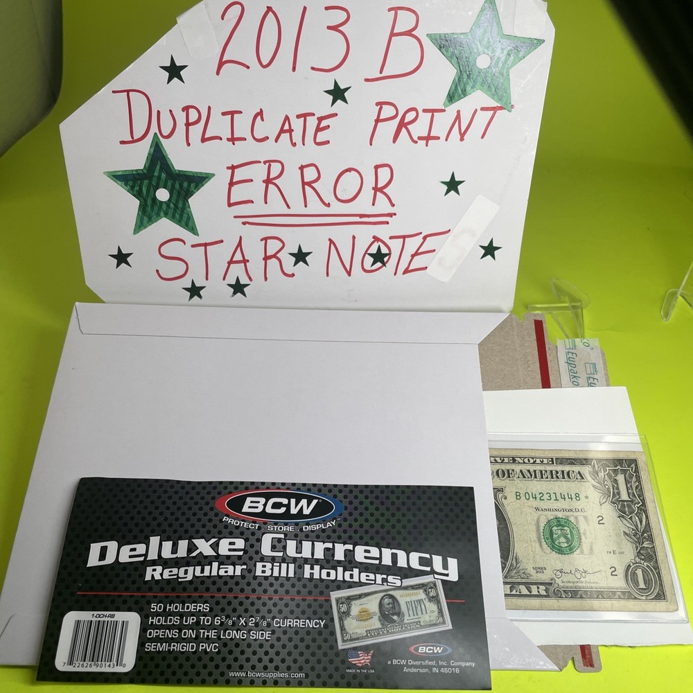 2013 B Duplicate Print ⭐️ STAR NOTE $1 Serial B05906940* LARGE CORNER TEAR !