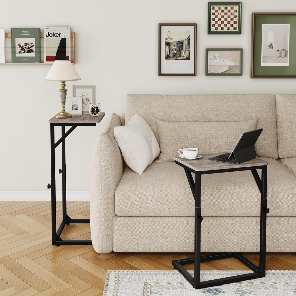 Adjustable C-Shaped End Table Small Side Table Couch Sofa TV Tray Table Living