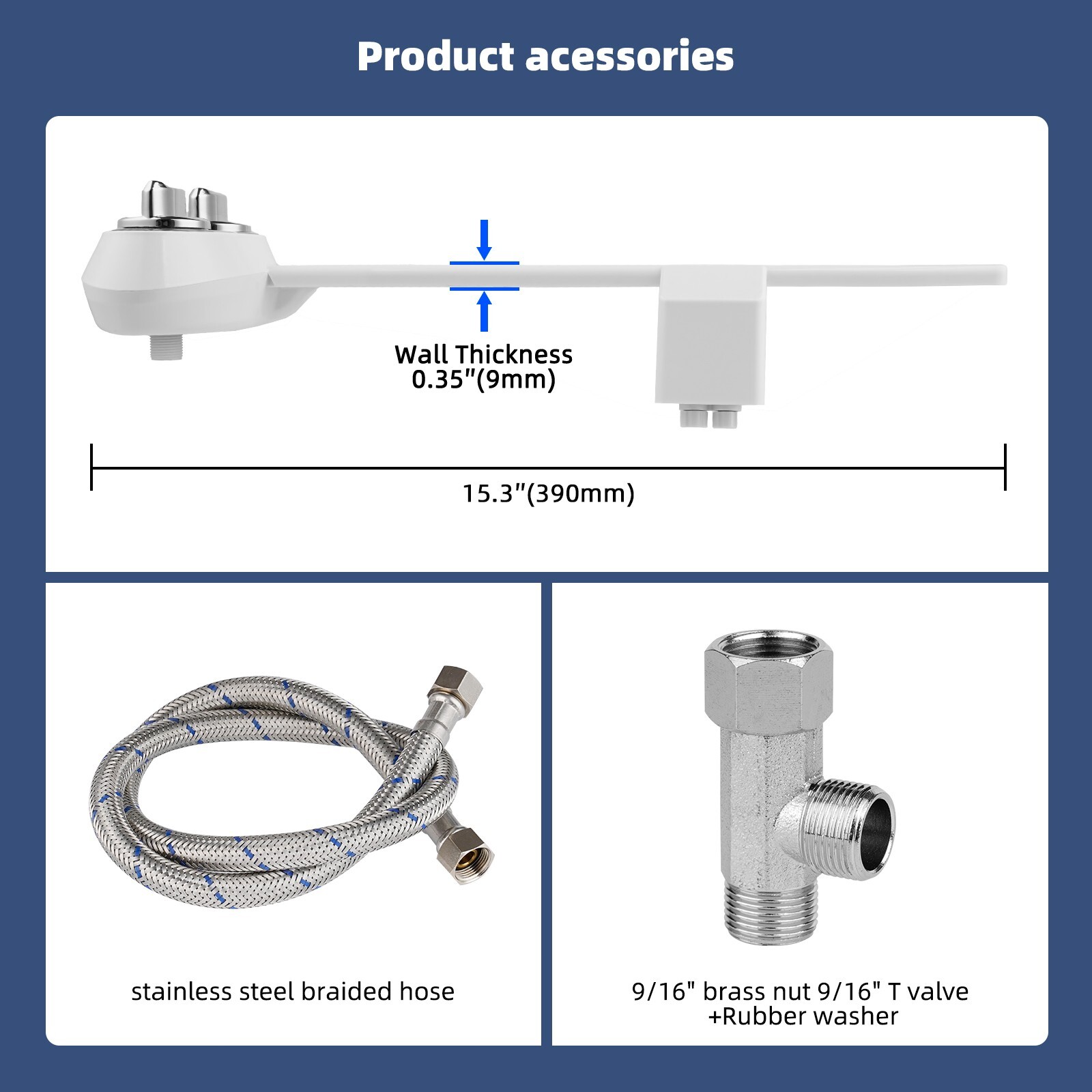 Bidet Fresh Water Spray Kit Non Electric Toilet Seat Attachment with Dual Nozzle