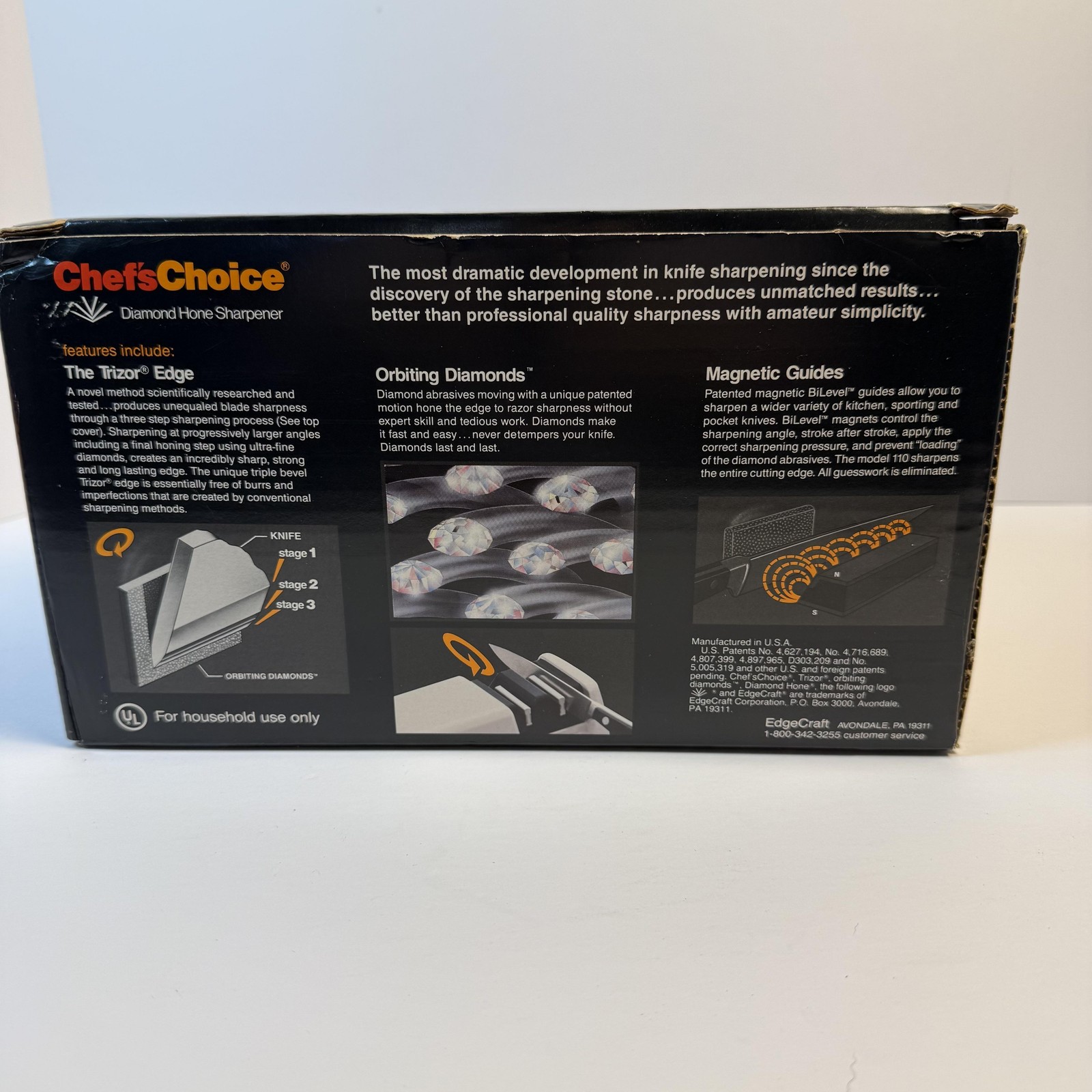 Chef'sChoice Diamond Hone Knife Sharpener Electric Professional 110 White USA