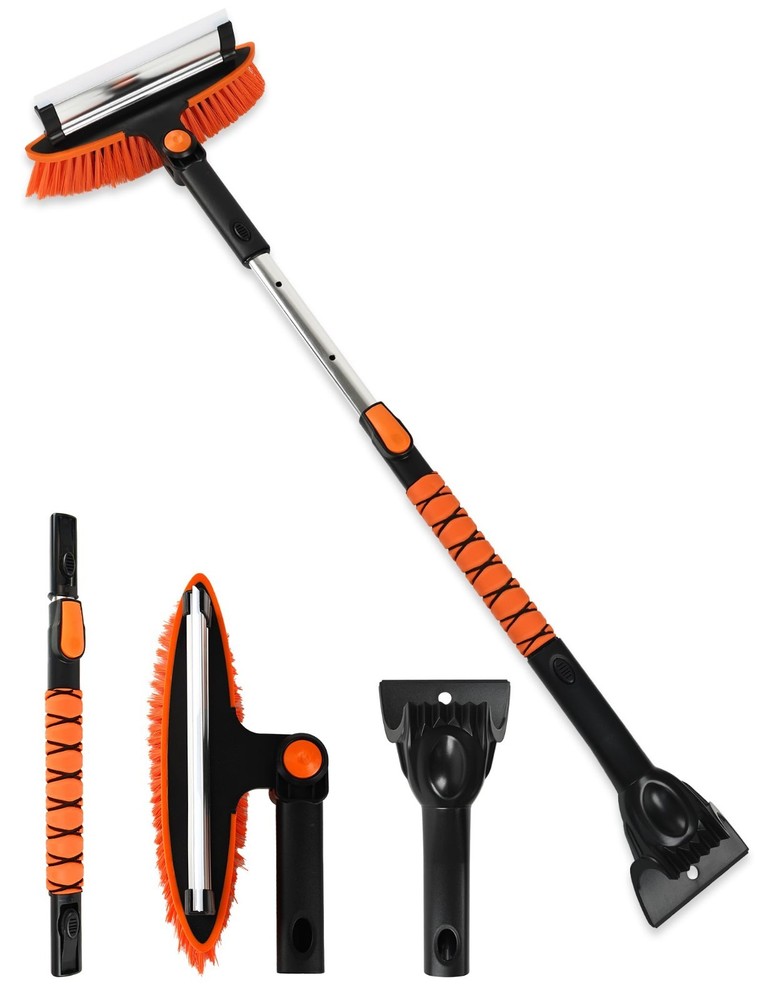 41" Extendable Ice Scraper & Snow Brush - 2-in-1 Car Windshield Tool, Ergonomic