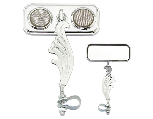 ONE Bike Rectangle Wing Mirror Chrome Right Black Reflectors.