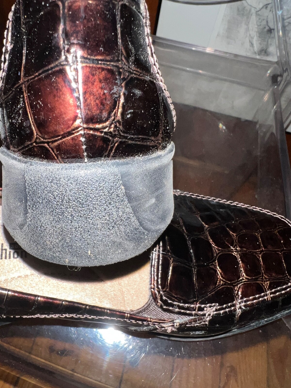 Clarks Women's Gael Angora loafer Size 6W Croc Patent Low Wedge Shoe