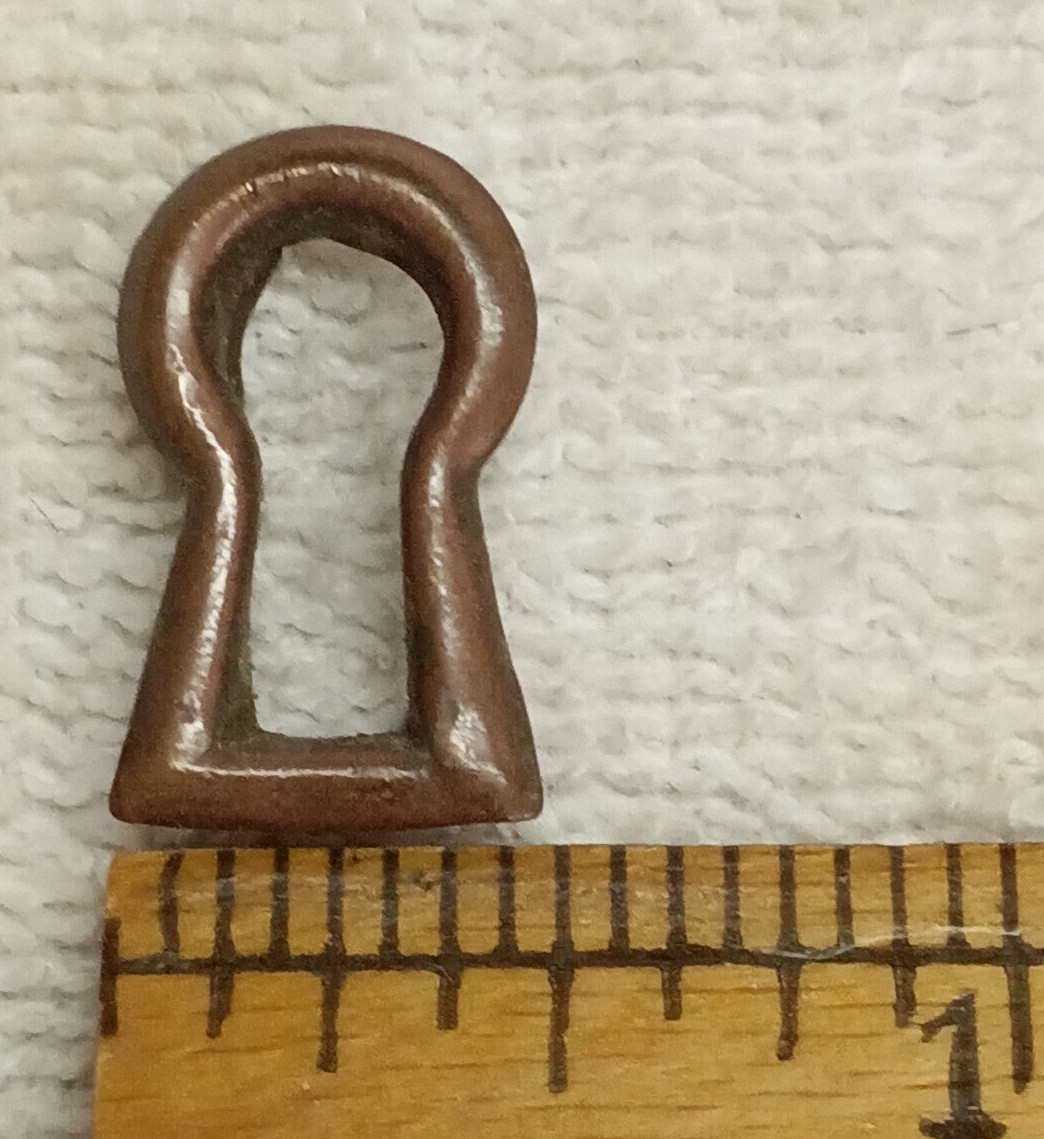 LOT OF SIX ANTIQUE FLUSH MOUNT OR INSERT BRASS ESCUTCHEON KEYHOLE COVERS