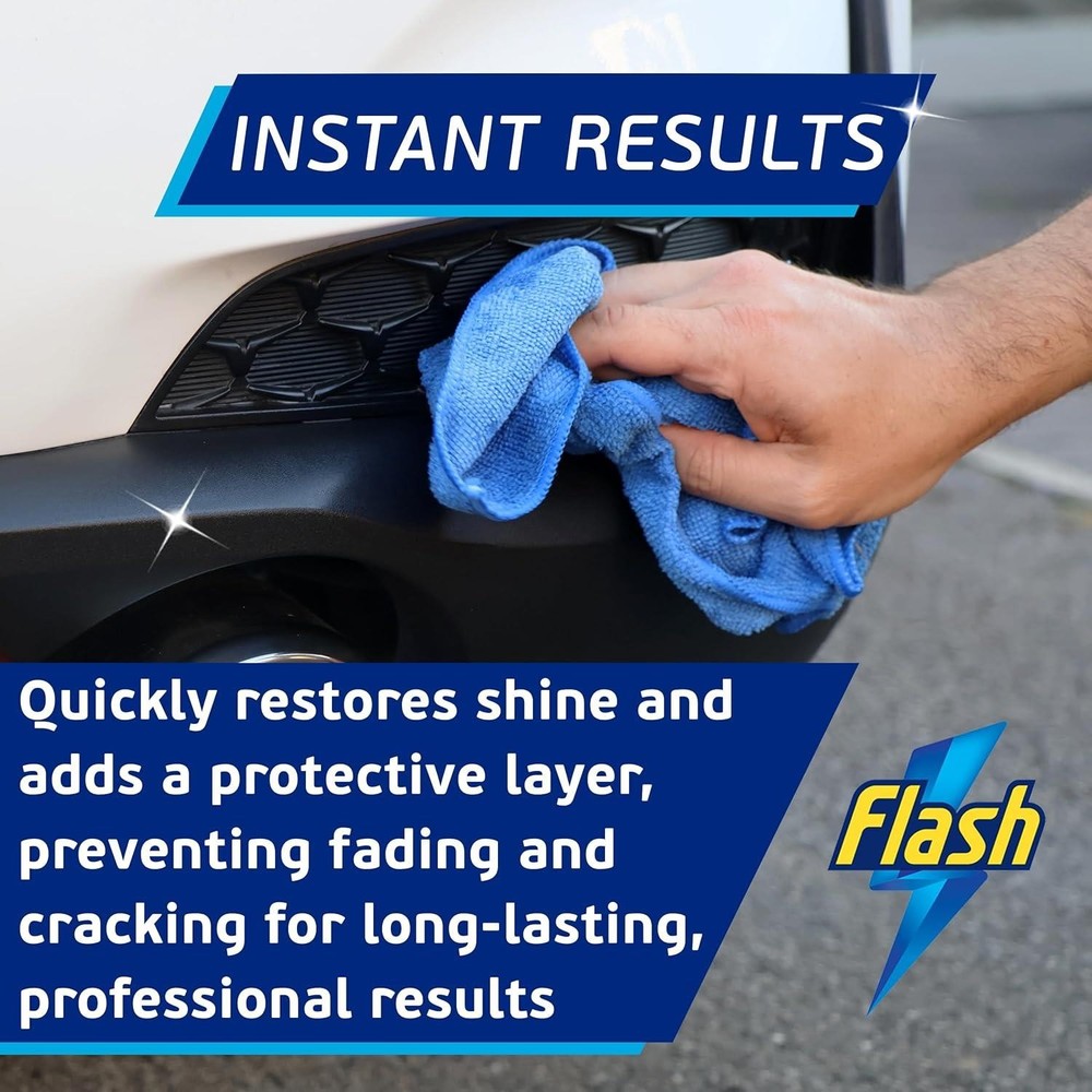 FLASH Trim & Rubber Care Dashboard Bumper Protector & Cleaner Spray 4x500ml