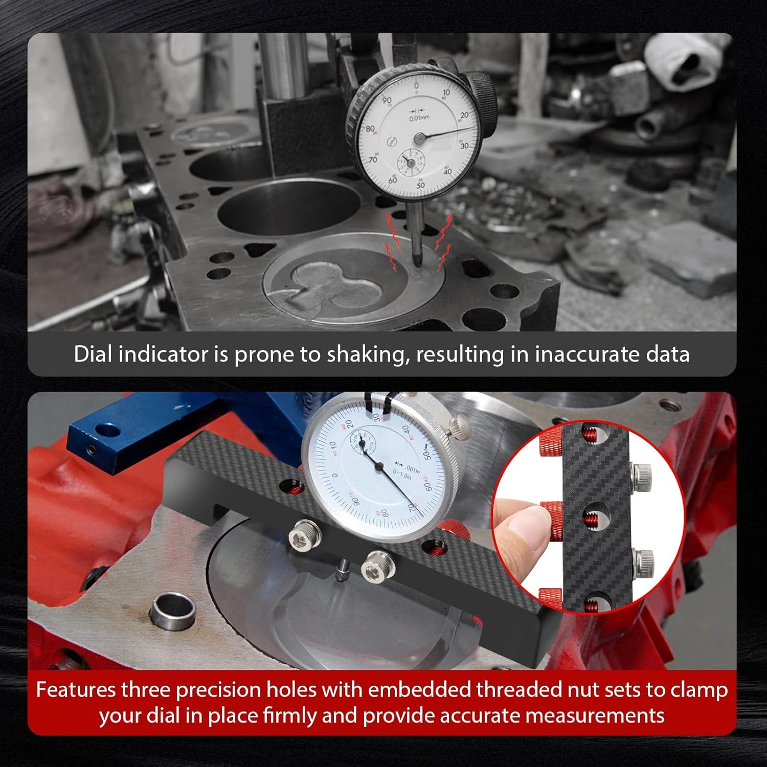 Magnetic Deck Bridge, Up to 4-1/2 in Bores, Measure Piston Deck Height