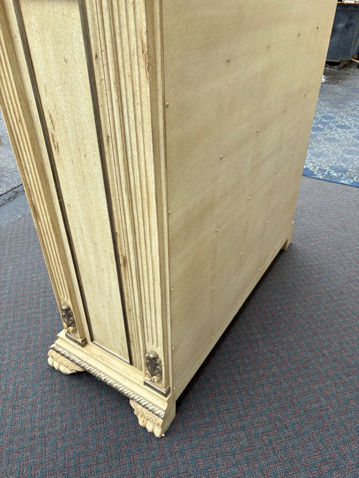 67503 Marge Carson Neoclassical High Chest in Distressed Cream Finish