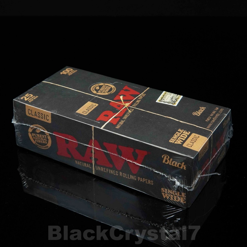 5PK AUTHENTIC RAW BLACK Single Wide Rolling Papers - US Seller