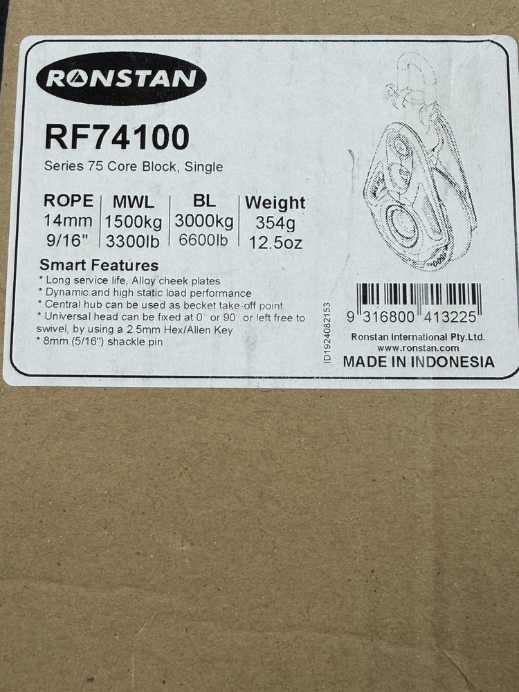 Ronstan RF74100 Series 75 Core Block Single **NEW**