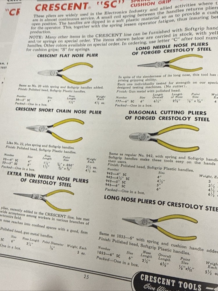 Vintage Crescent Tools Catalog Jamestown NY 🇺🇸 Excellent