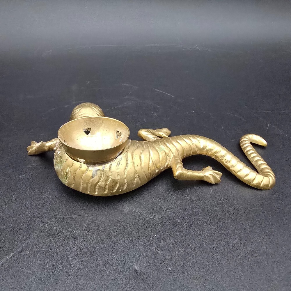 Solid Brass Lizard Incense Burner Vintage