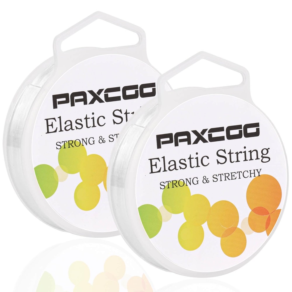 PAXCOO 2 Pack Elastic String for Bracelets, Stretch Magic 2 White