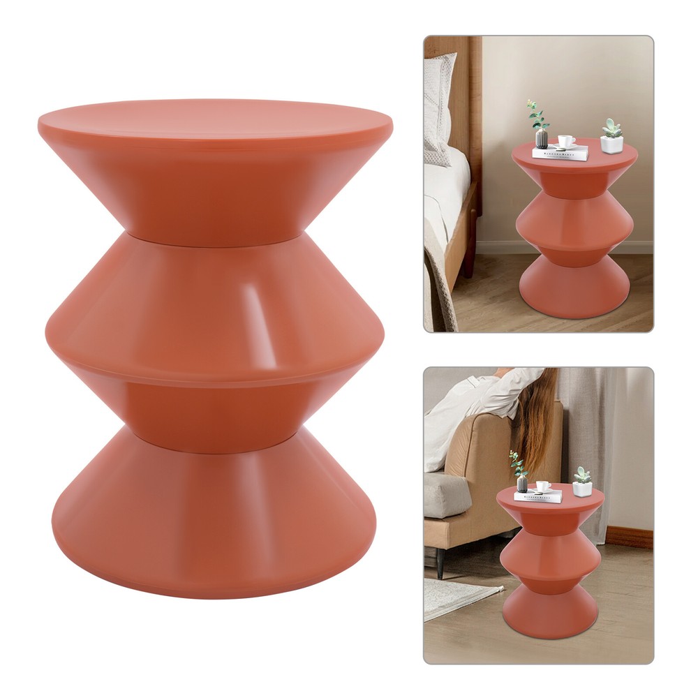 Orange Round Side Table Indoor PET End Table 36*45cm Floor-Standing Side Table