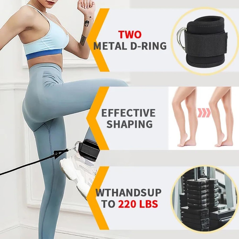 Ankle Strap for Cable Machine, 1 Pair Ankle Bands for Working Out Ankle Cuffs