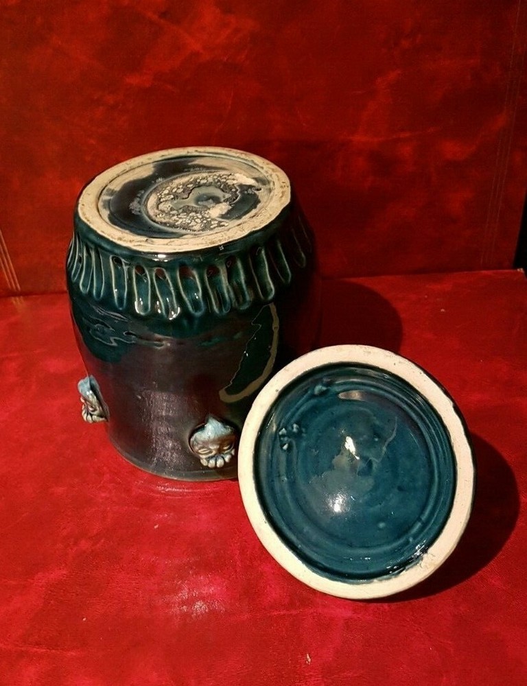 Stunning Blue Earthenware Pot