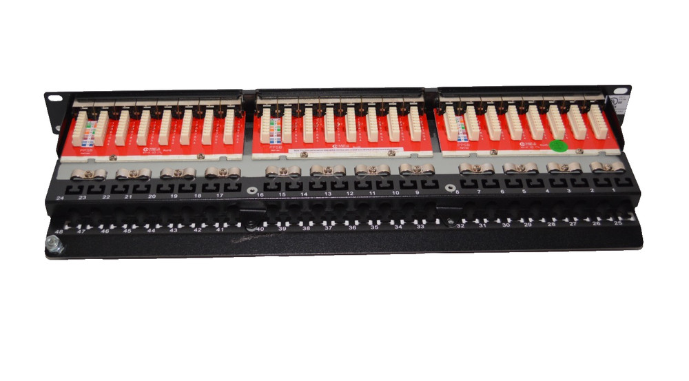 Vertical Cable Cat6A 48-Port STP Patch Panel – Rack Mount Network Distribution