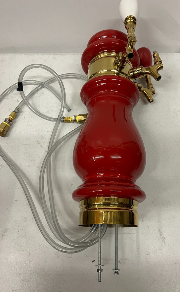 Ceramic Draft Beer Tower - Red - 3 Faucets - Air Cooled