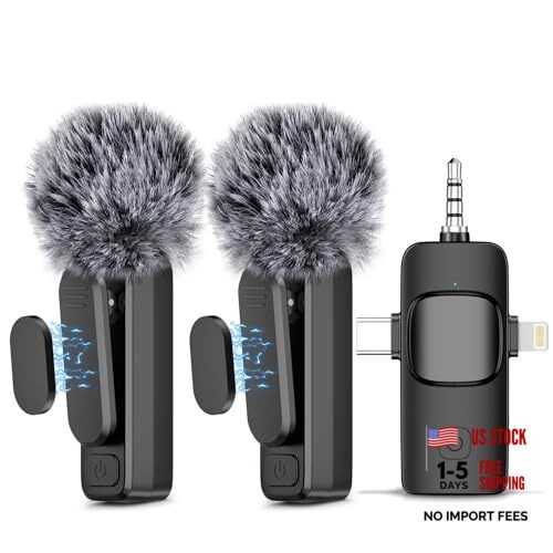 3 in 1 Wireless Lavalier Microphone for USB Lightning Black