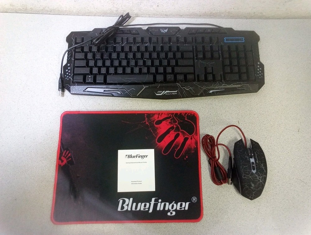 BlueFinger Gaming Keyboard & Mouse Set, Wired Backlit